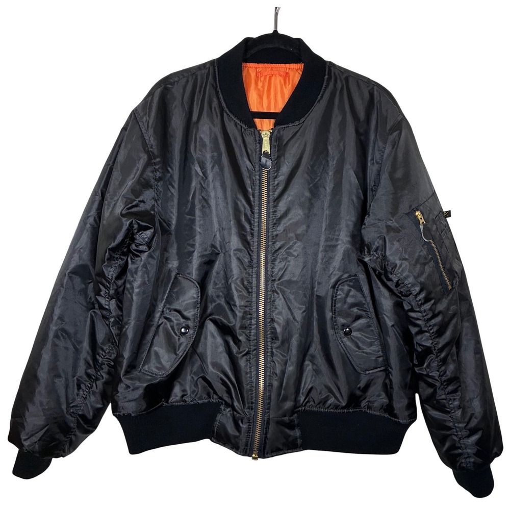 Rothco MA-1 Flight Jacket Men's XL Black Reversible Bomber Aviator Military Tech